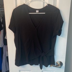 Short-sleeve Black Old Navy Women’s Wrap Shirt